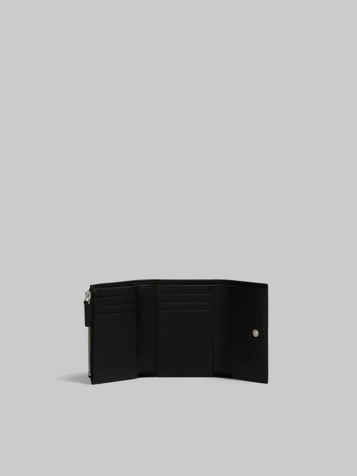 Black Leather Trifold Wallet With Marni Mending Men Marni Wallets and Small Leather Goods