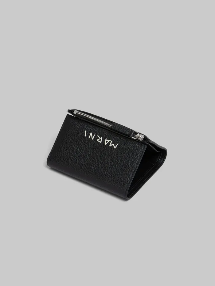 Black Leather Trifold Wallet With Marni Mending Men Marni Wallets and Small Leather Goods