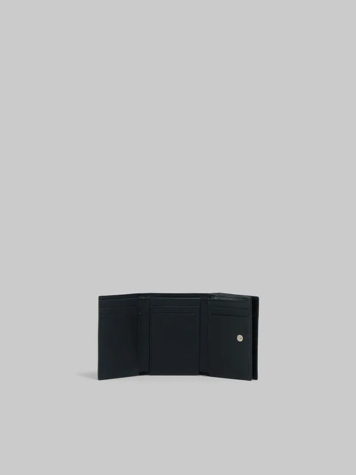 Black Leather Trifold Wallet With Marni Mending Women Marni Wallets and Small Leather Goods