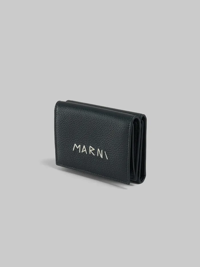 Black Leather Trifold Wallet With Marni Mending Women Marni Wallets and Small Leather Goods