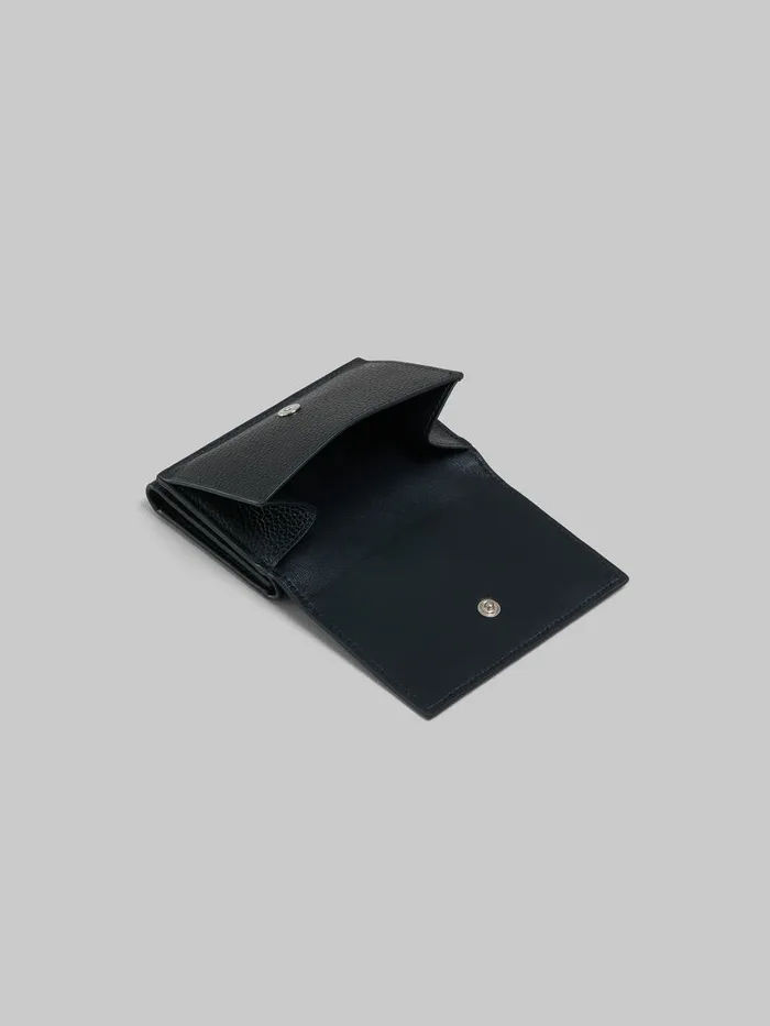 Black Leather Trifold Wallet With Marni Mending Women Marni Wallets and Small Leather Goods