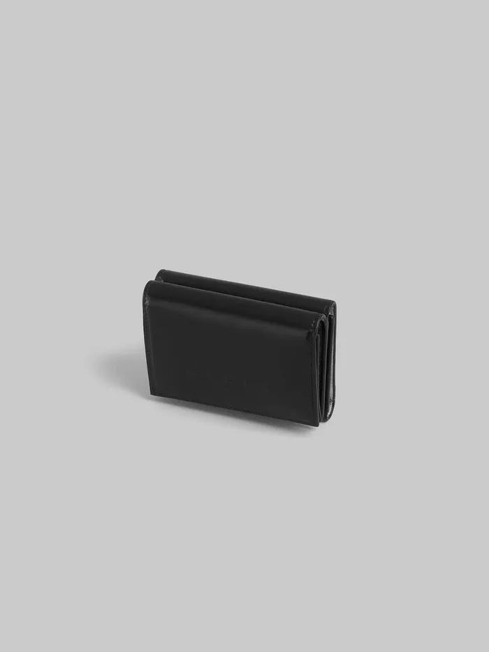 Black Leather Trifold Wallet With Raised Marni Logo Women Marni Wallets and Small Leather Goods