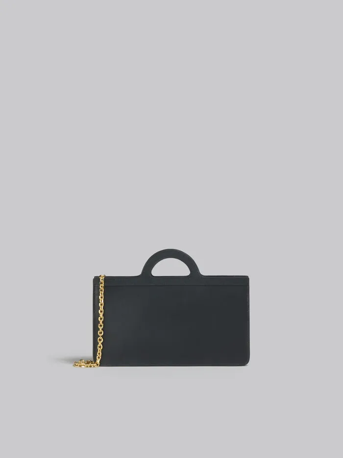 Black Leather Tropicalia Long Wallet With Chain Strap Women Marni Wallets and Small Leather Goods