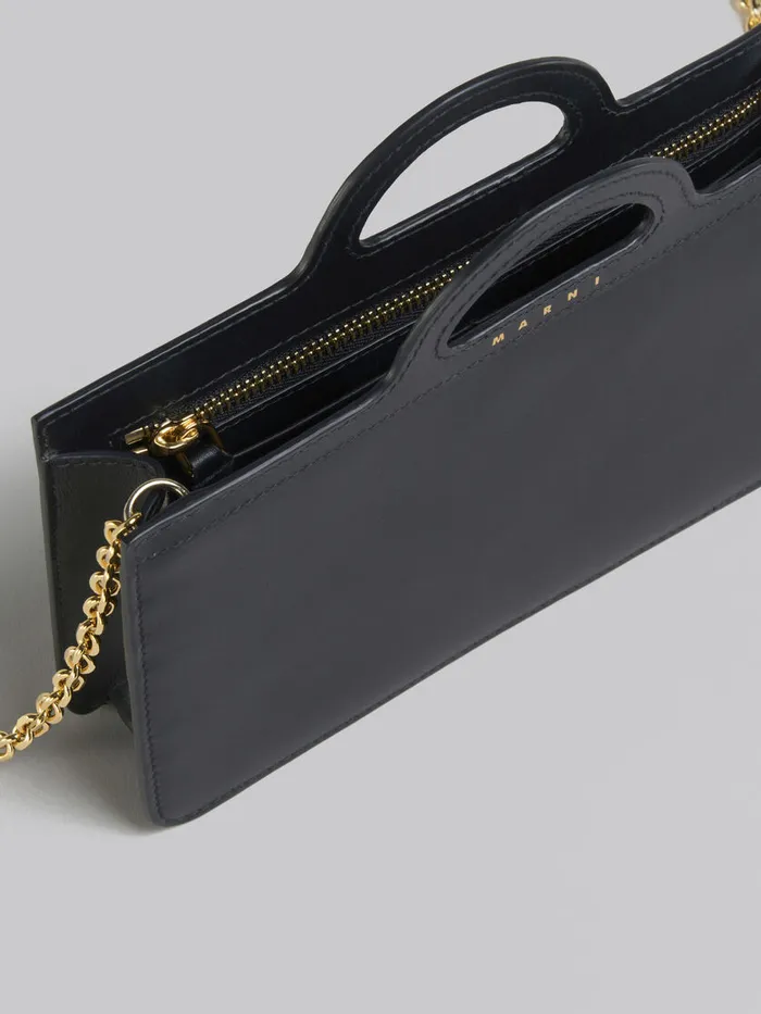 Black Leather Tropicalia Long Wallet With Chain Strap Women Marni Wallets and Small Leather Goods