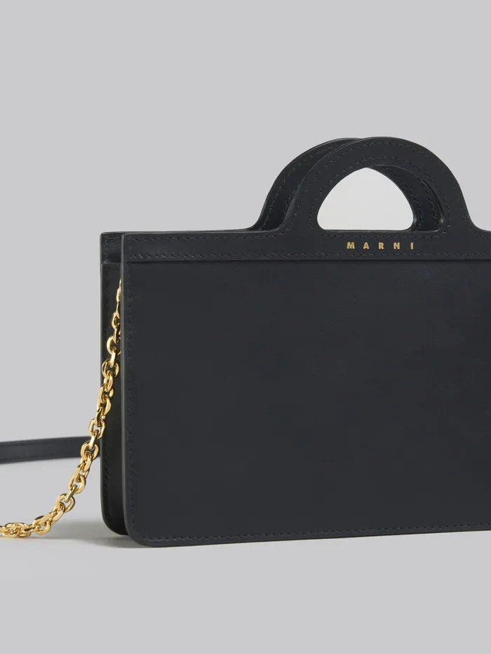 Black Leather Tropicalia Long Wallet With Chain Strap Women Marni Wallets and Small Leather Goods