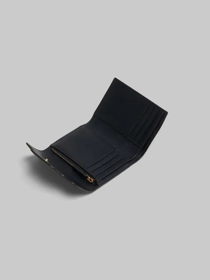 Black Leather Trunkaroo Trifold Wallet Women Marni Wallets and Small Leather Goods