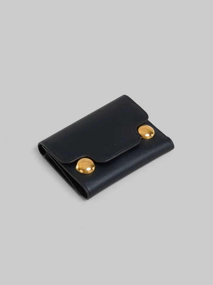 Black Leather Trunkaroo Trifold Wallet Women Marni Wallets and Small Leather Goods