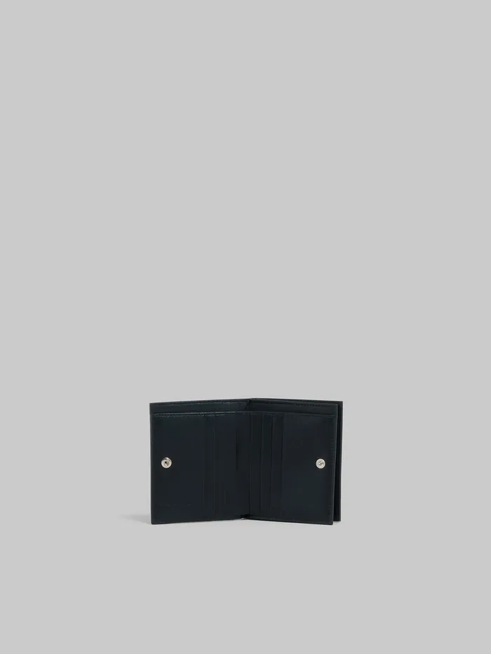 Black Leather Ziparound Bifold Wallet With Marni Mending Women Marni Wallets and Small Leather Goods
