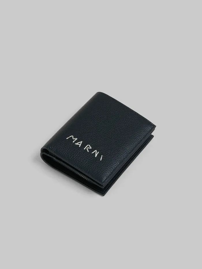 Black Leather Ziparound Bifold Wallet With Marni Mending Women Marni Wallets and Small Leather Goods