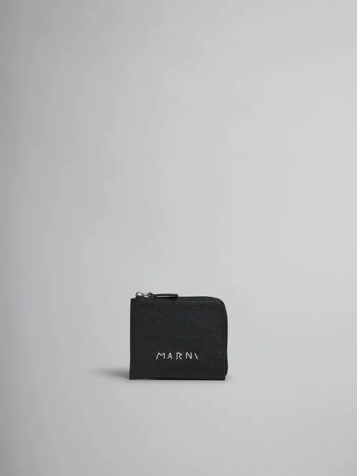 Black Leather Ziparound Wallet With Marni Mending Men Marni Wallets and Small Leather Goods