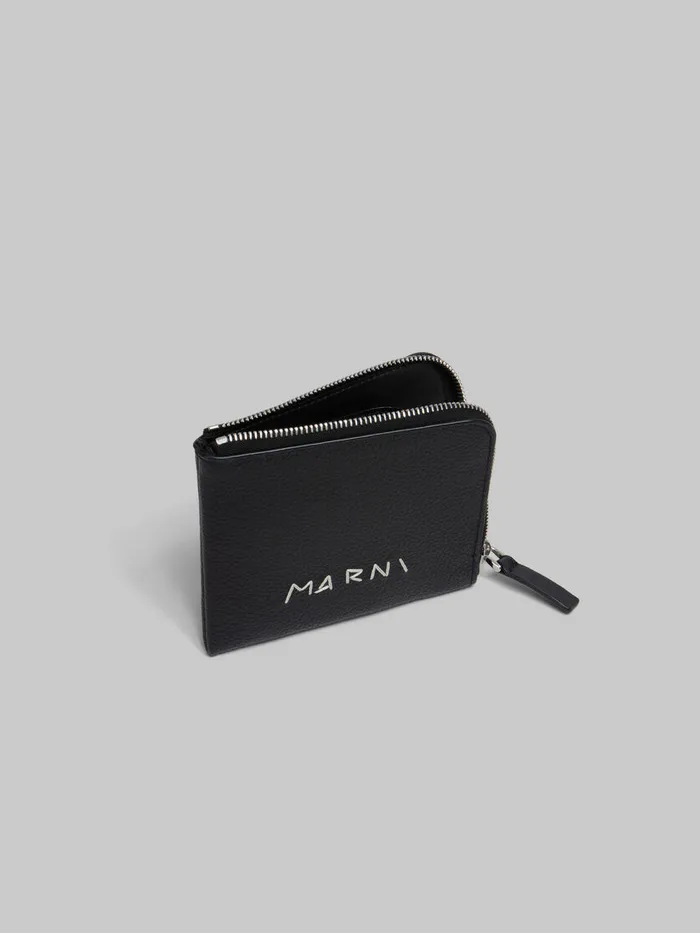 Black Leather Ziparound Wallet With Marni Mending Men Marni Wallets and Small Leather Goods