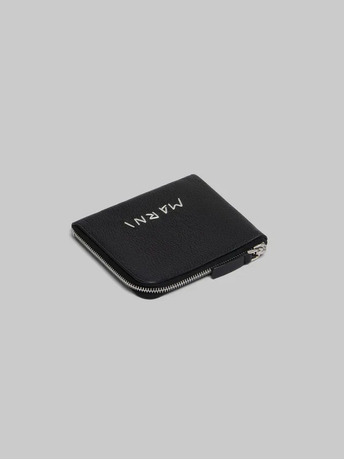 Black Leather Ziparound Wallet With Marni Mending Men Marni Wallets and Small Leather Goods