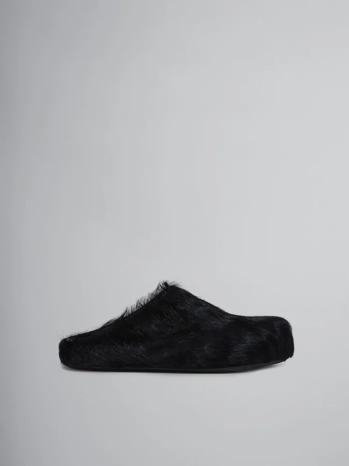 Black Long Hair Calfskin Fussbett Sabot Women Marni Fussbett
