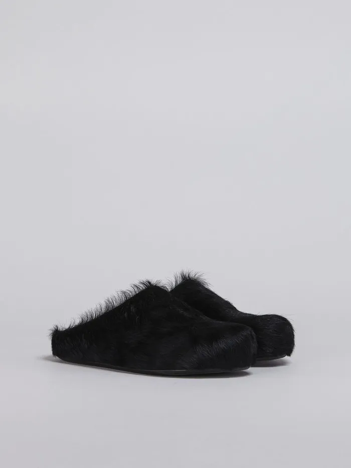 Black Long Hair Calfskin Fussbett Sabot Women Marni Fussbett