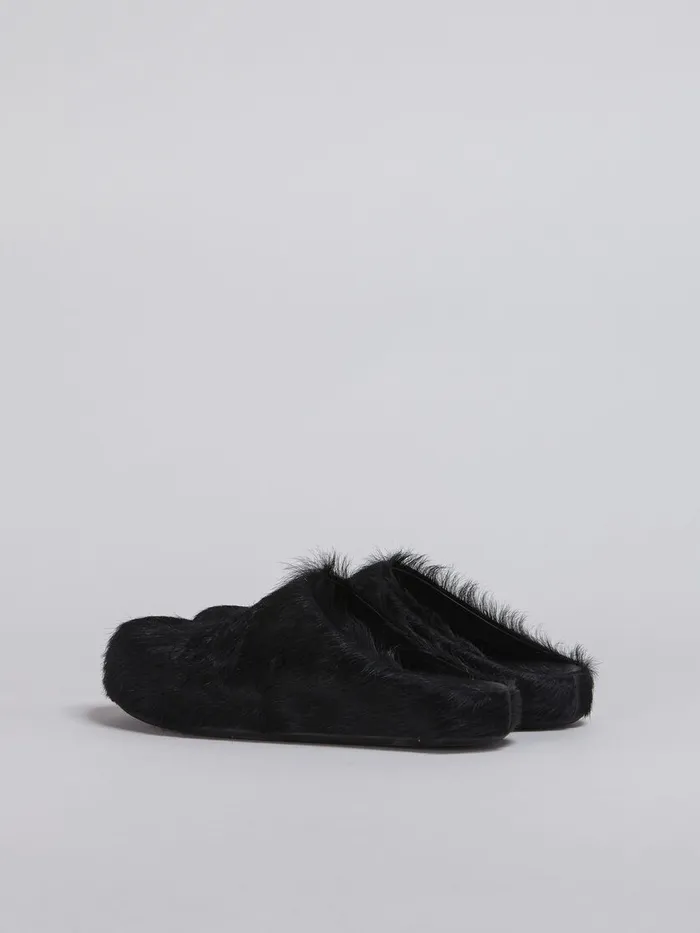 Black Long Hair Calfskin Fussbett Sabot Women Marni Fussbett