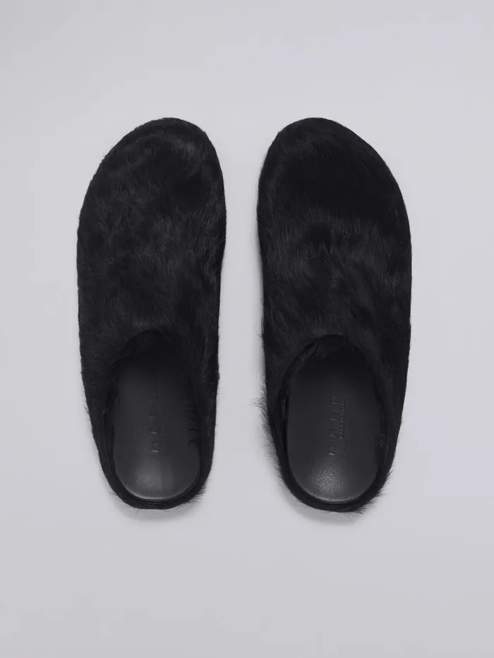 Black Long Hair Calfskin Fussbett Sabot Women Marni Fussbett