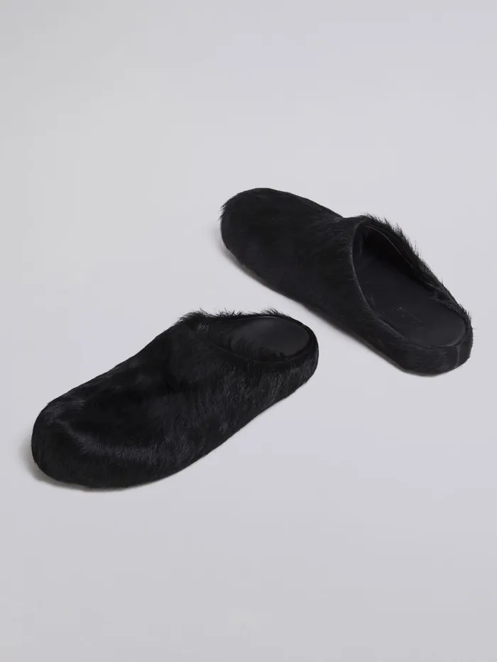 Black Long Hair Calfskin Fussbett Sabot Women Marni Fussbett