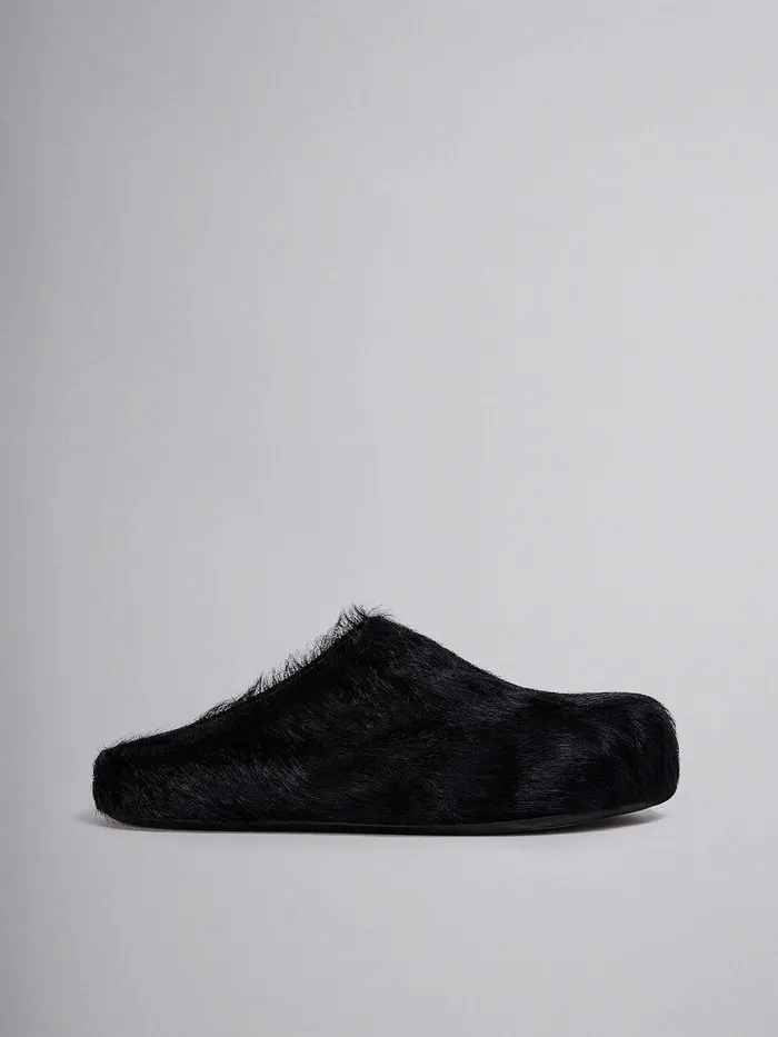 Black Long Haircalfskin Fussbett Sabot Men Marni Fussbett Sabot