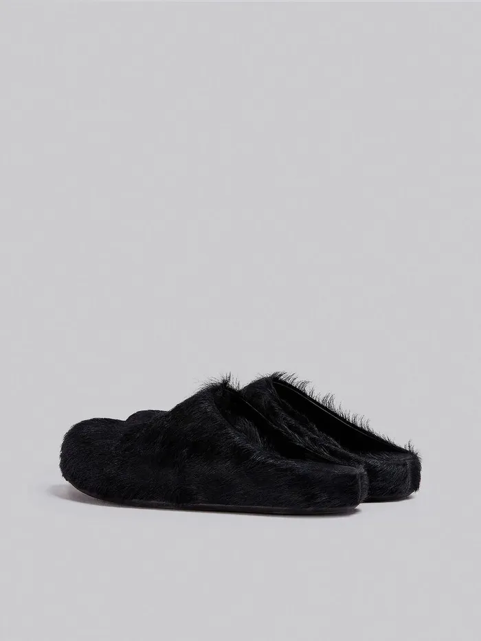 Black Long Haircalfskin Fussbett Sabot Men Marni Fussbett Sabot