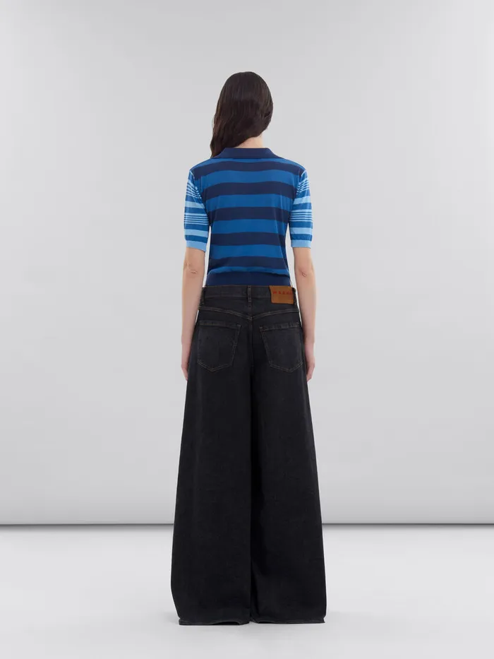 Black Marble Denim Wideleg Jeans Women Marni Pants