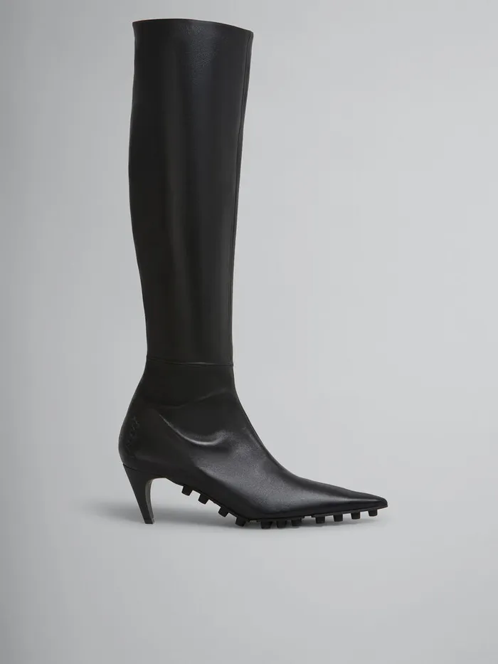 Black Nappa Kneehigh Spike Boot Women Marni Boots