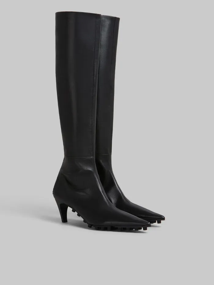Black Nappa Kneehigh Spike Boot Women Marni Boots