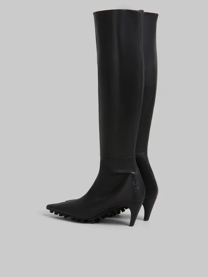 Black Nappa Kneehigh Spike Boot Women Marni Boots
