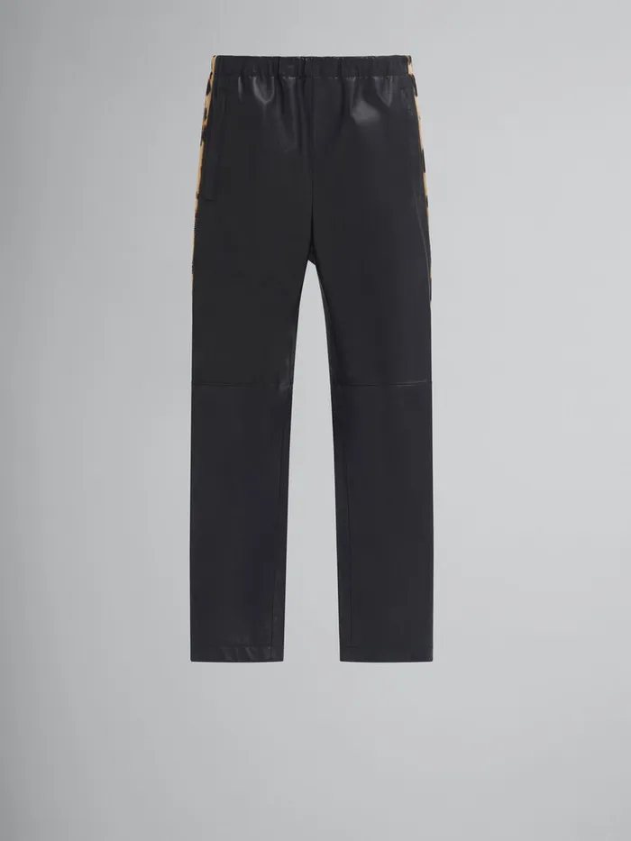 Black Nappa Leather Jogging Trousers Men Marni Pants