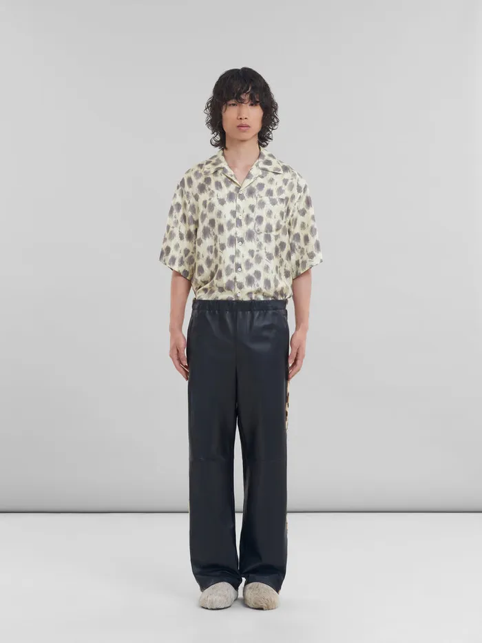 Black Nappa Leather Jogging Trousers Men Marni Pants