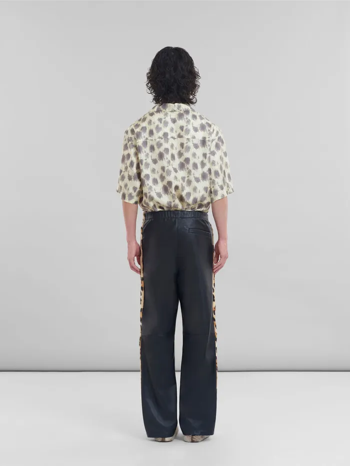 Black Nappa Leather Jogging Trousers Men Marni Pants