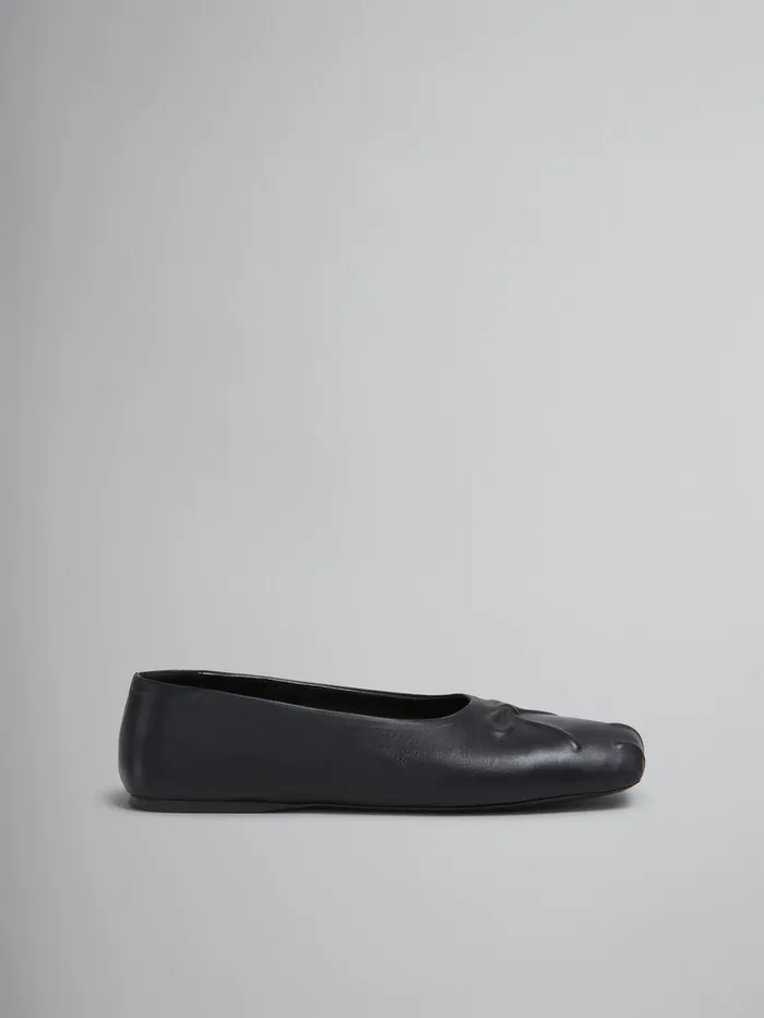 Black Nappa Leather Seamless Little Bow Ballet Flat Women Marni Flats