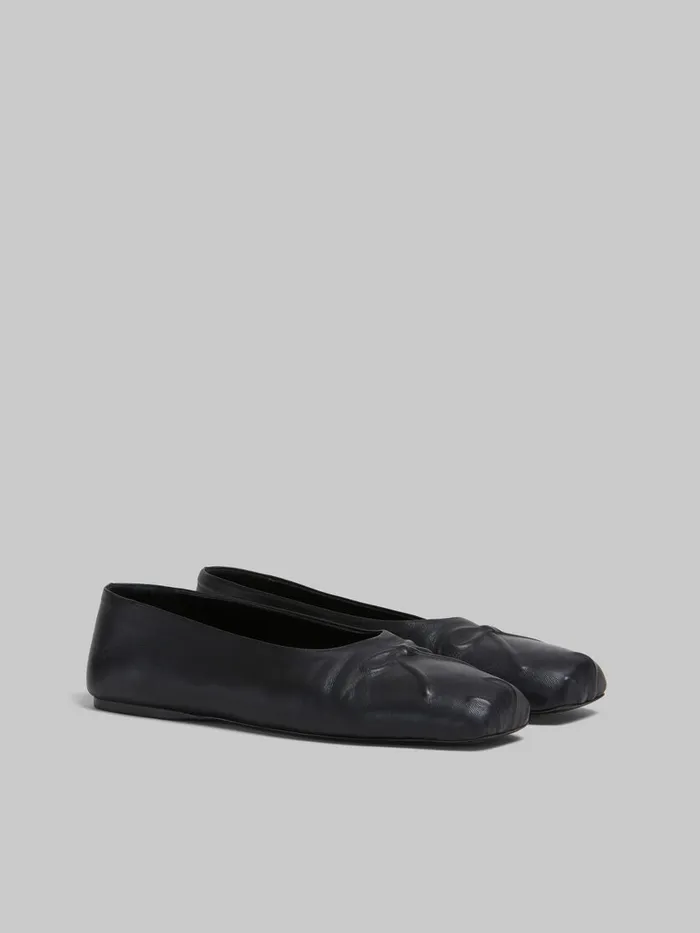 Black Nappa Leather Seamless Little Bow Ballet Flat Women Marni Flats