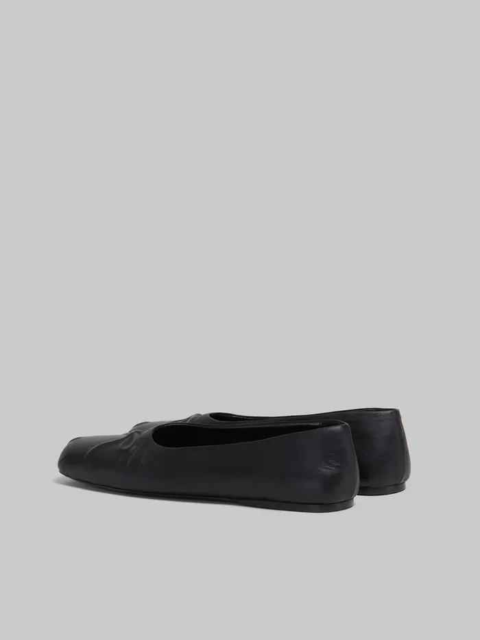 Black Nappa Leather Seamless Little Bow Ballet Flat Women Marni Flats