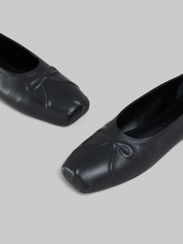 Black Nappa Leather Seamless Little Bow Ballet Flat Women Marni Flats