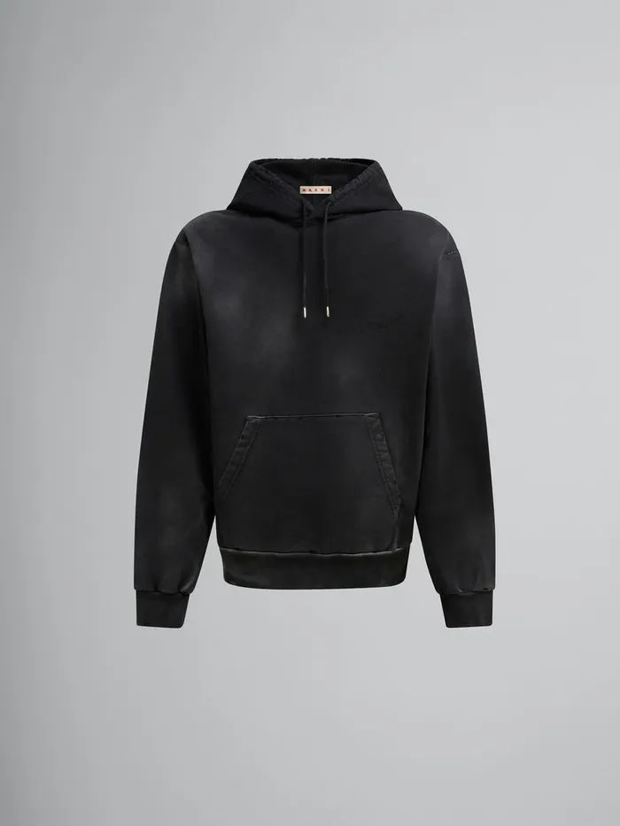 Black Organic Cotton Hoodie With Marni Mending Men Marni Sweatshirts