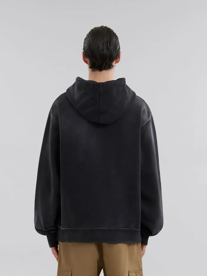 Black Organic Cotton Hoodie With Marni Mending Men Marni Sweatshirts