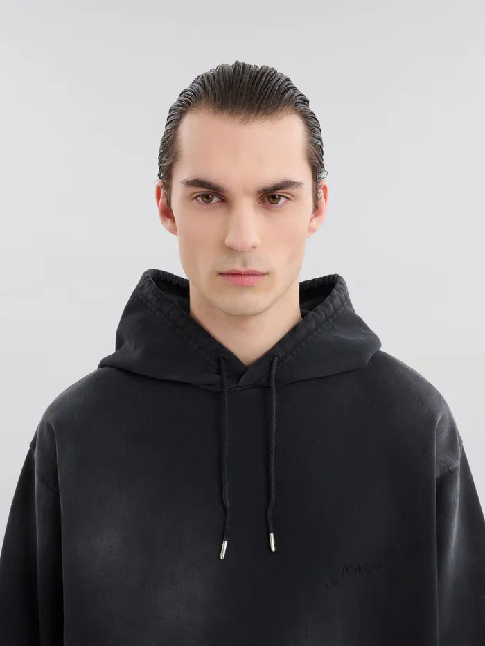 Black Organic Cotton Hoodie With Marni Mending Men Marni Sweatshirts