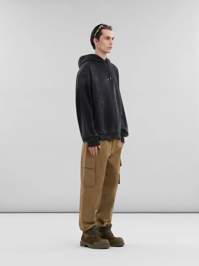 Black Organic Cotton Hoodie With Marni Mending Men Marni Sweatshirts