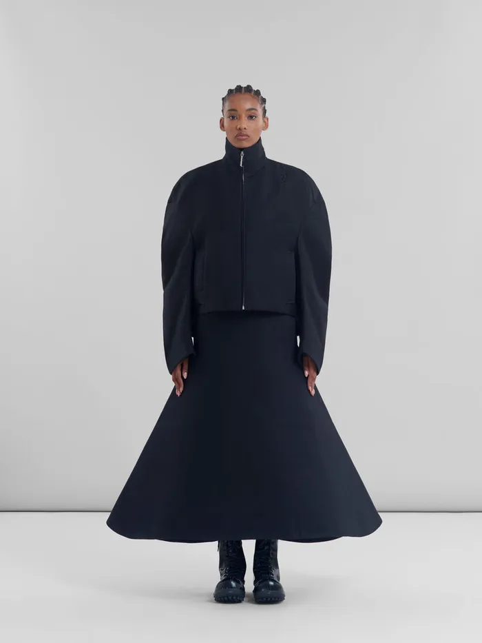 Black Organic Cotton Padded Jacket Women Marni Coats and Jackets