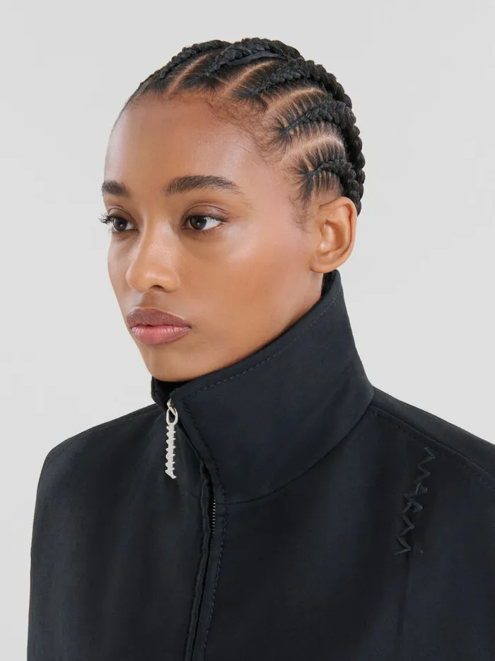 Black Organic Cotton Padded Jacket Women Marni Coats and Jackets
