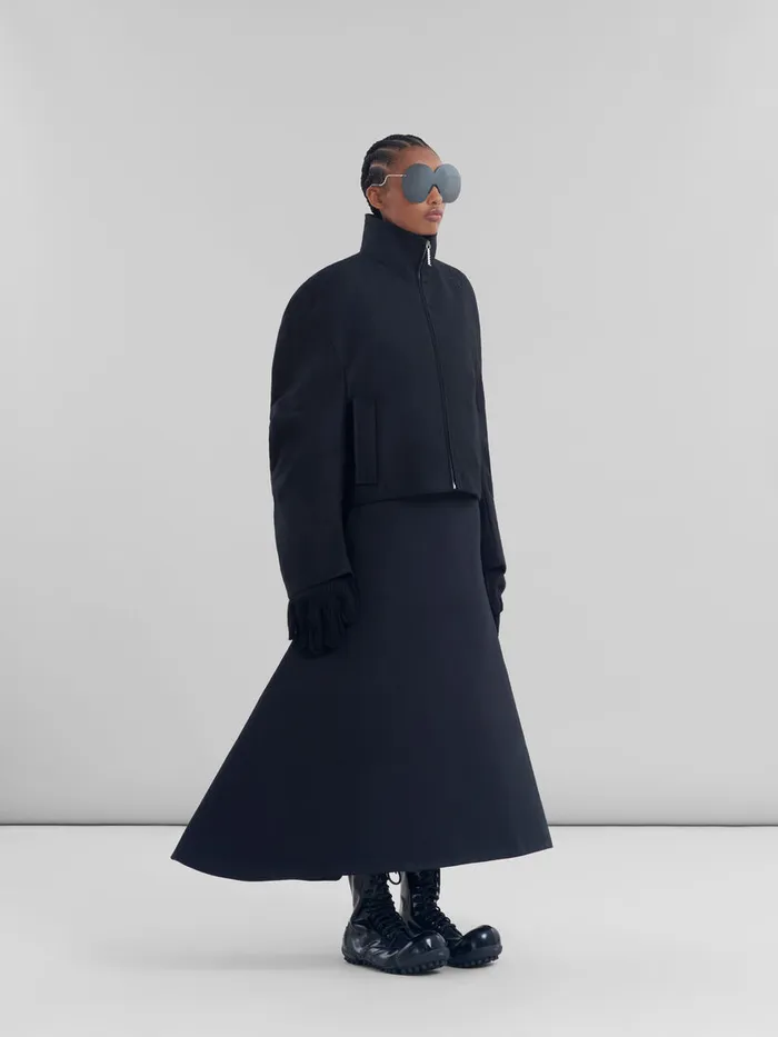 Black Organic Cotton Padded Jacket Women Marni Coats and Jackets