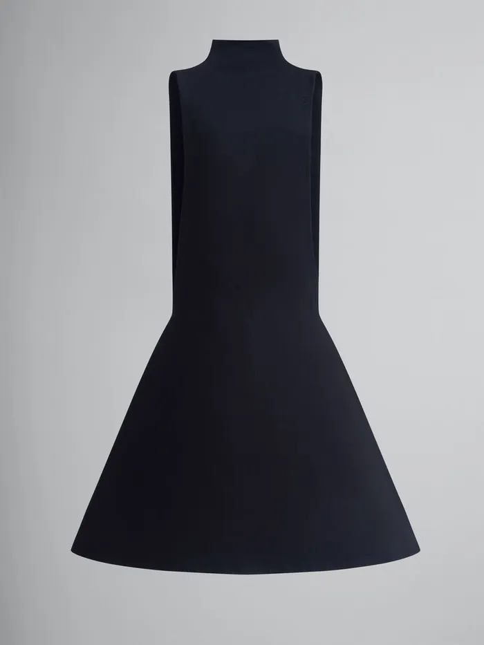 Black Organic Cotton Satin Aline Dress Women Marni Dresses