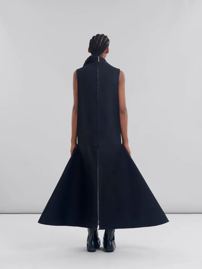 Black Organic Cotton Satin Aline Dress Women Marni Dresses