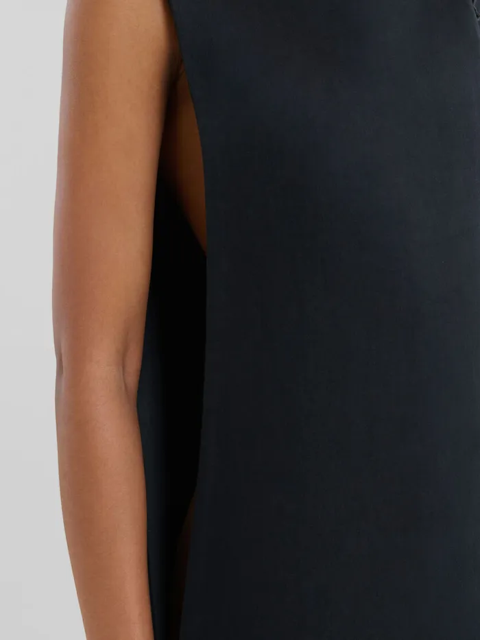 Black Organic Cotton Satin Aline Dress Women Marni Dresses