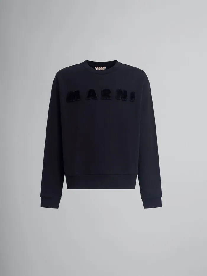 Black Organic Cotton Sweatshirt With Marni Logo Men Marni Sweatshirts