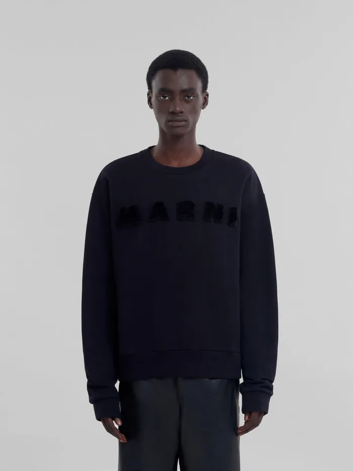 Black Organic Cotton Sweatshirt With Marni Logo Men Marni Sweatshirts