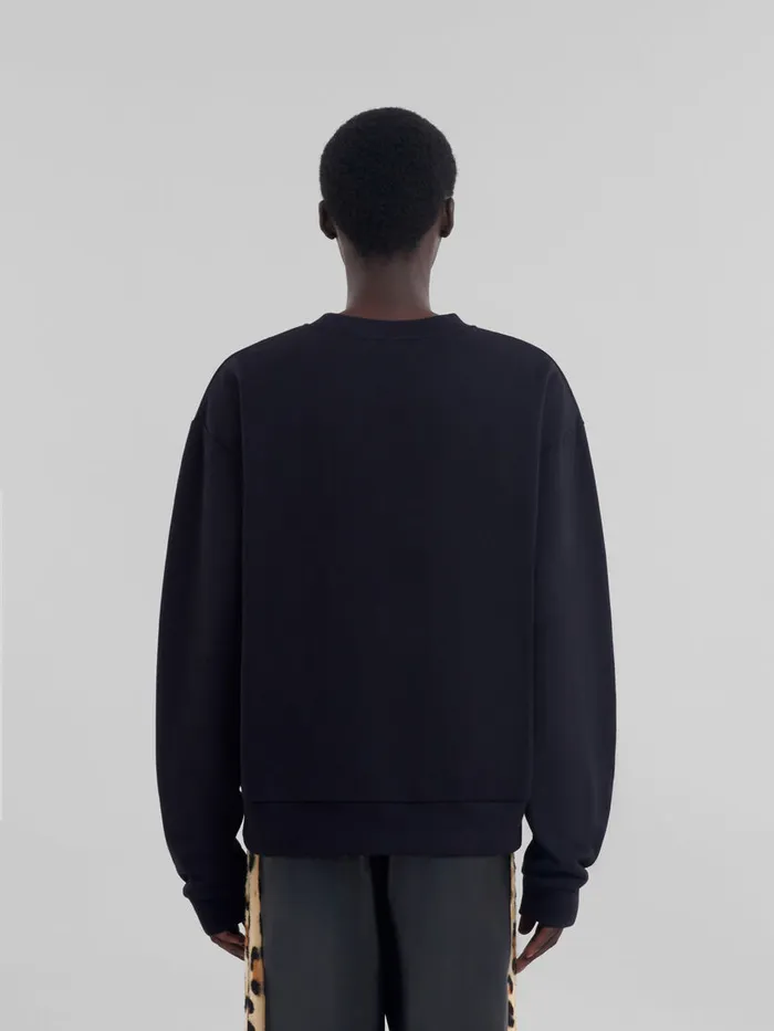 Black Organic Cotton Sweatshirt With Marni Logo Men Marni Sweatshirts