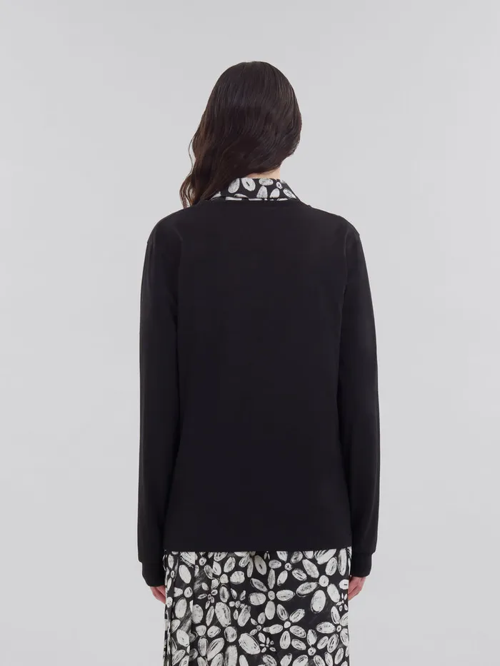 Black Organic Cotton Tshirt With Logo Women Marni Tops and TShirts