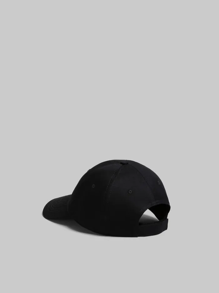 Black Organic Gabardine Baseball Cap With Embroidered Logo Men Marni Hats