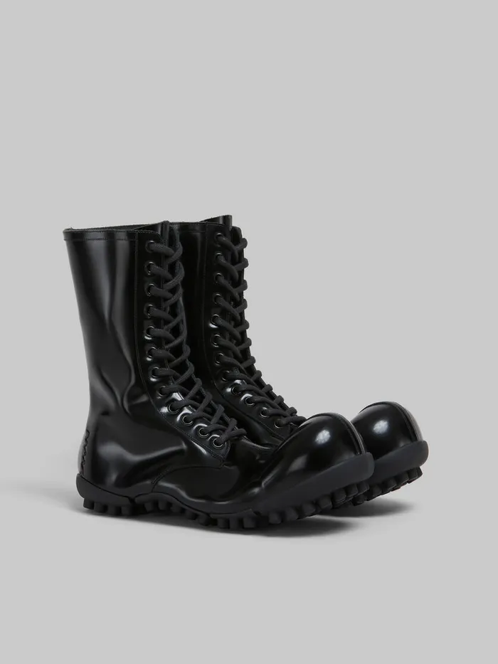Black Patent Leather Wave Boot Women Marni Boots